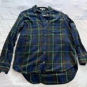 Madewell Flannel Oversized Boyfriend Shirt (XXS)